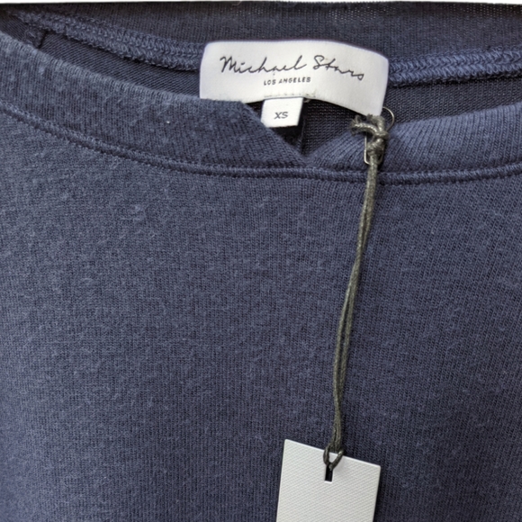 Michael Stars Kim Notch Navy Blue Long Sleeve Top - Picture 4 of 6